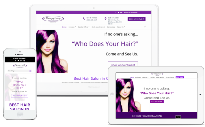 hair salon web design responsive